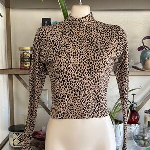 Brandy Melville Black and Tan Leopard Print Blouse